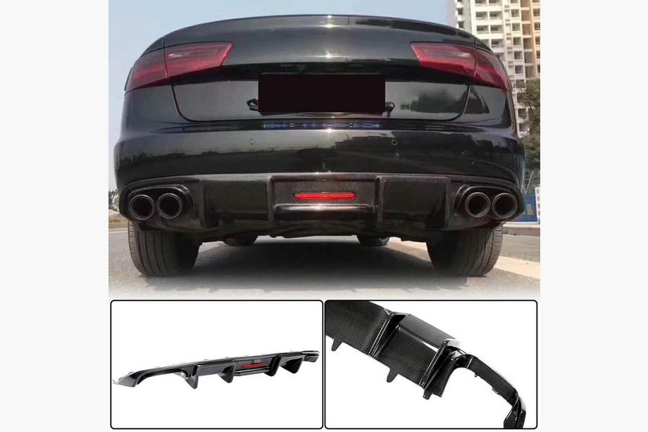 Audi A6 C7 2011-2017 гг. Диффузор заднего бампера Карбон (для Base 2014-2018) Image