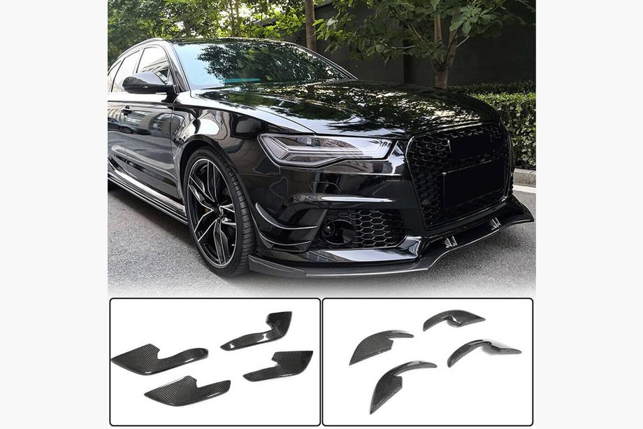 Audi A6 C7 2011-2017 гг. Накладки на передний бампер (для RS6, 4 шт, Карбон) Image