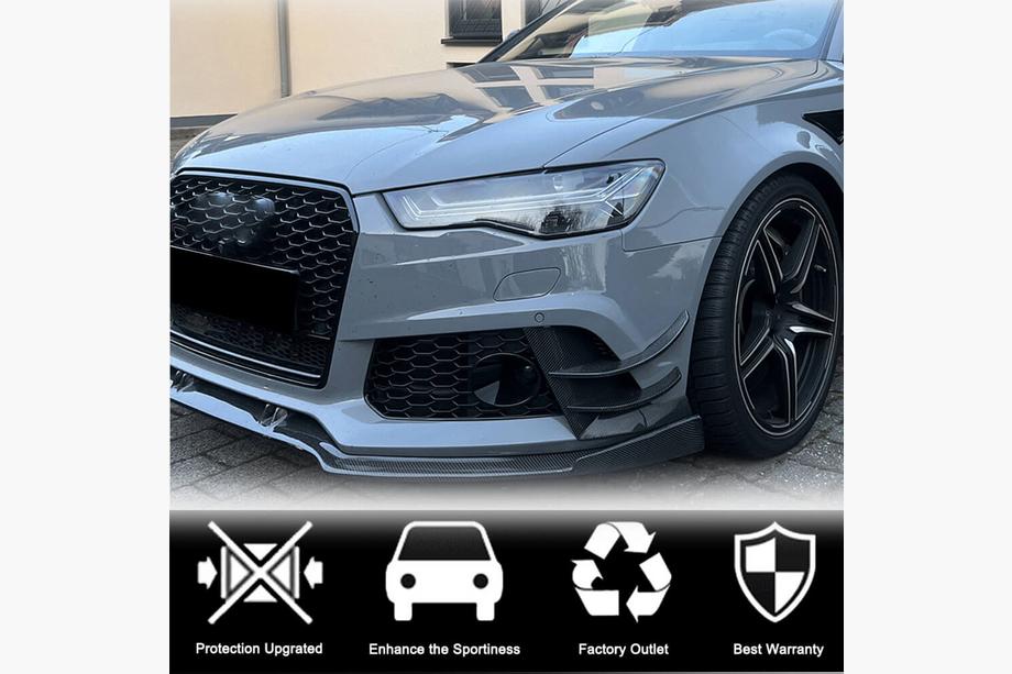 Audi A6 C7 2011-2017 гг. Накладки на передний бампер (для RS6, 4 шт, Карбон) Фото 2