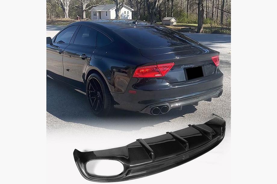 Audi A7 2010-2018 гг. Диффузор заднего бампера V1 (для S-Line, 2010-2014, Пластик) Image