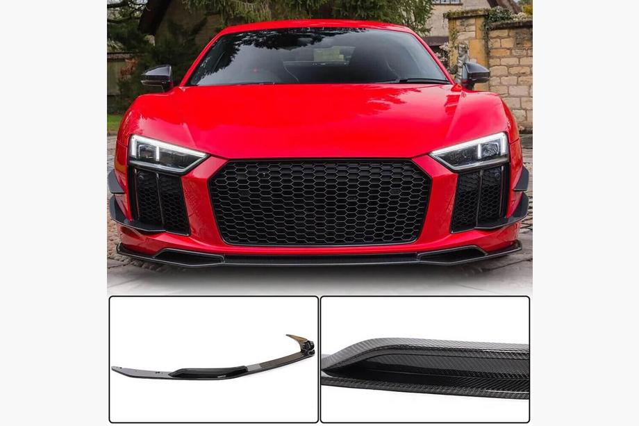 Audi R8 2015- гг. Накладка на передний бампер Lip V3 (2015-2020, Карбон) Image