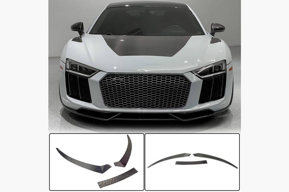 Audi R8 2015- гг. Накладка на передний бампер Lip V1 (2015-2020, Карбон) Image