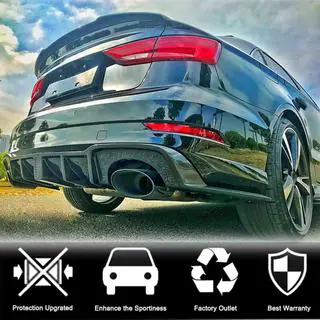 Диффузор заднего бампера с LED стоп-сигналом V2 (для RS3 2017-2019, Карбон) фото 2