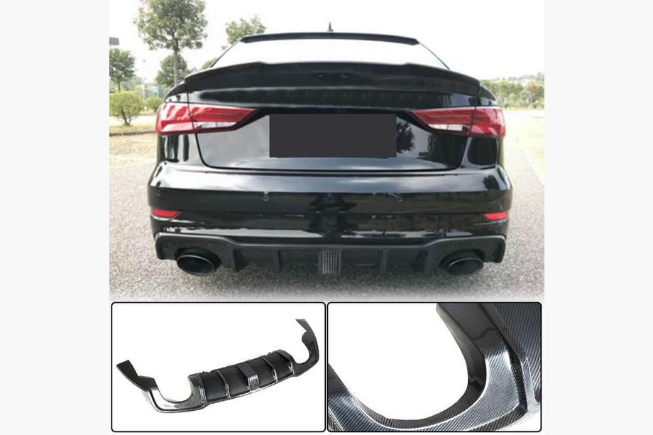 Audi A3 2012-2020 гг. Задний диффузор бампера (Карбон) (с LED стоп-сигналом) V2 Image