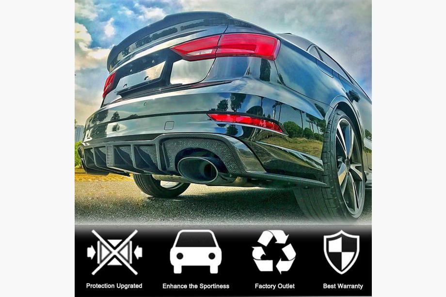 Audi A3 2012-2020 гг. Задний диффузор бампера (Карбон) (с LED стоп-сигналом) V2 Фото 2
