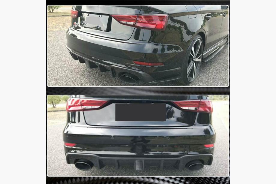 Audi A3 2012-2020 гг. Задний диффузор бампера (Карбон) (с LED стоп-сигналом) V2 Фото 3