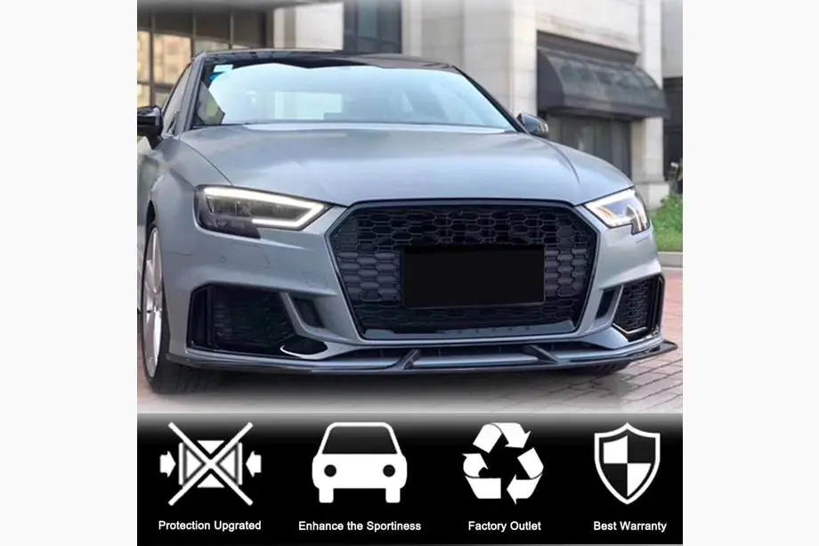 Audi A3 2012-2020 гг. Накладки на передний бампер V3 (для RS3 Sedan 2017-2020, Карбон) Фото 2