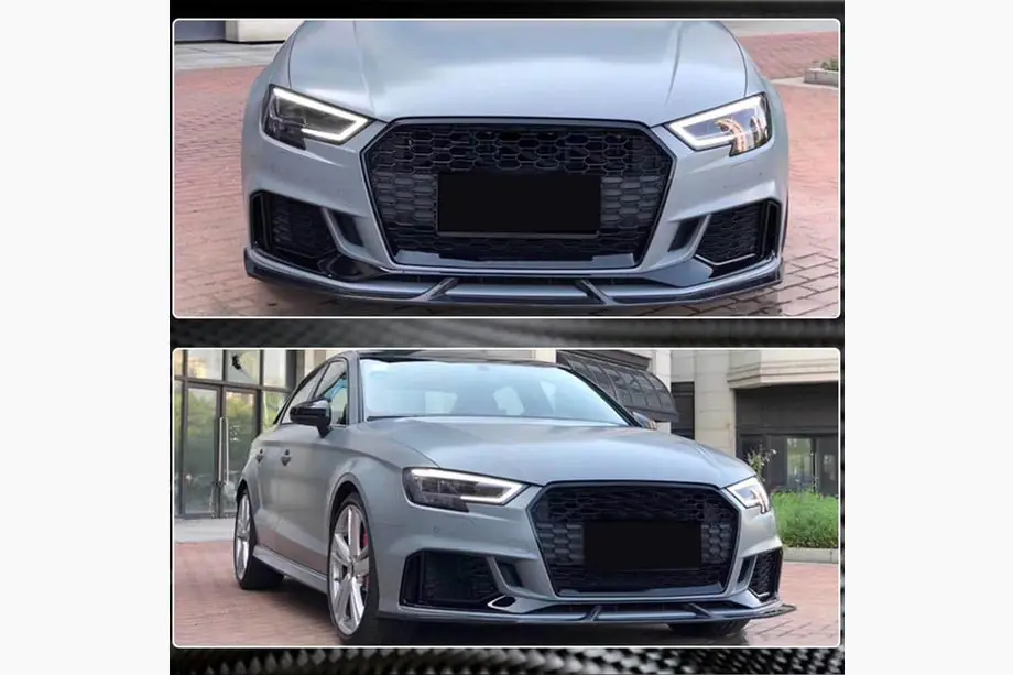 Audi A3 2012-2020 гг. Накладки на передний бампер V3 (для RS3 Sedan 2017-2020, Карбон) Фото 3