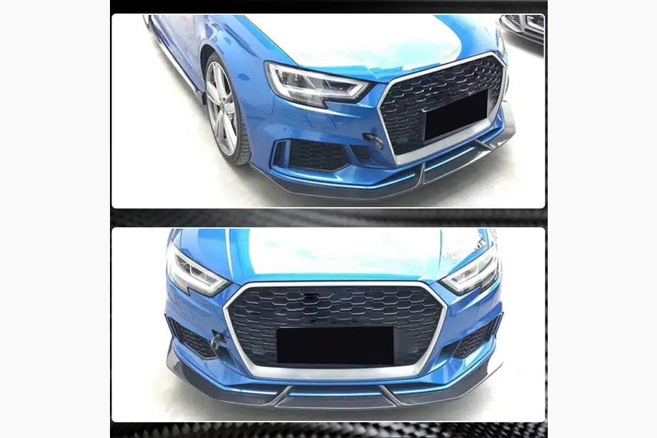 Audi A3 2012-2020 гг. Накладки на передний бампер V3 (для RS3 Sedan 2017-2020, Карбон) Фото 4