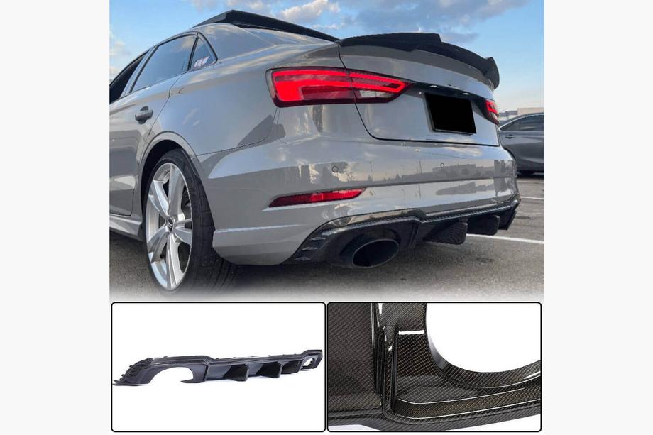 Audi A3 2012-2020 гг. Диффузор заднего бампера V1 (для RS3 Sedan 2017-2019, Карбон) Image