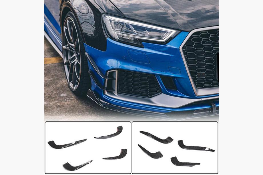 Audi A3 2012-2020 гг. Накладки на передний бампер V2 (для RS3 SD 2017-2020, Карбон) Image