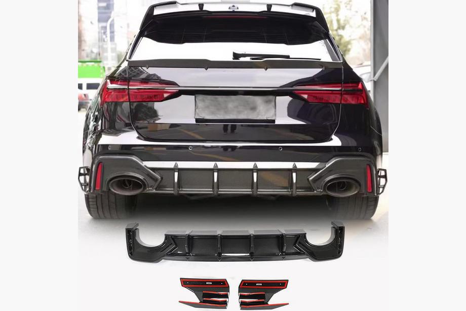 Audi A6 C8 2018–2025 гг. Задний диффузор бампера (для RS6, Карбон) Image