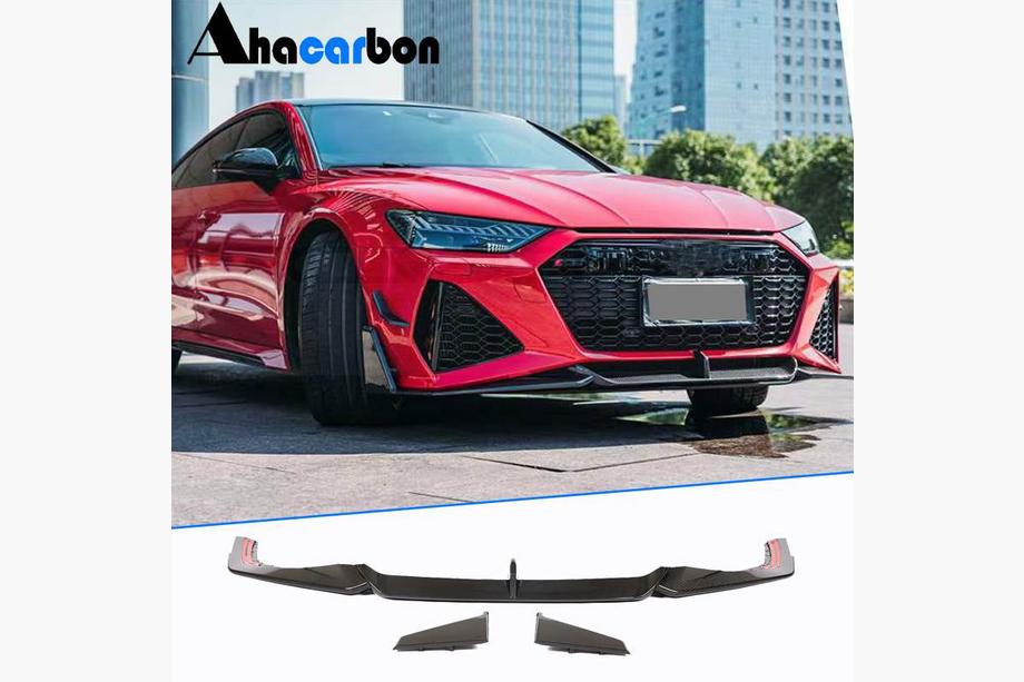 Audi A7 2018- гг. Накладка на передний бампер Lip V2 (для RS7, сухой карбон) Image
