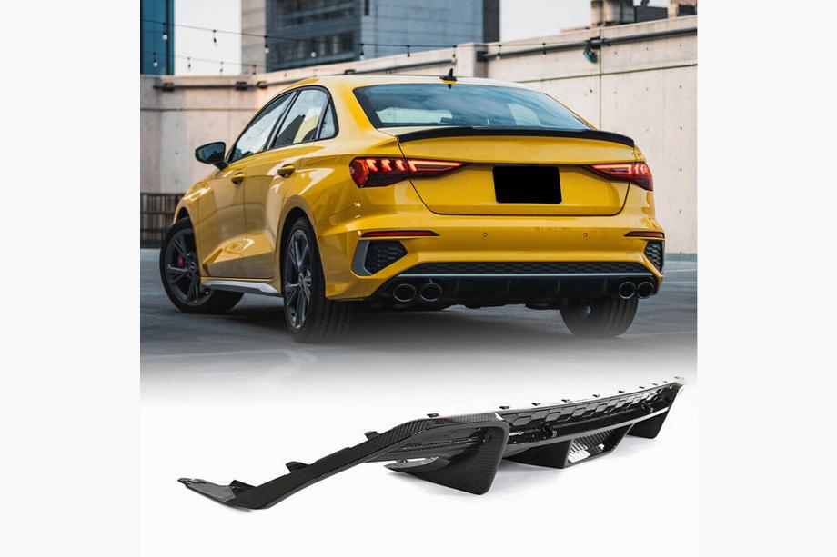 Audi A3 2020- гг. Диффузор заднего бампера V1 (для S-Line Sedan 2020-2023, Карбон) Фото 1