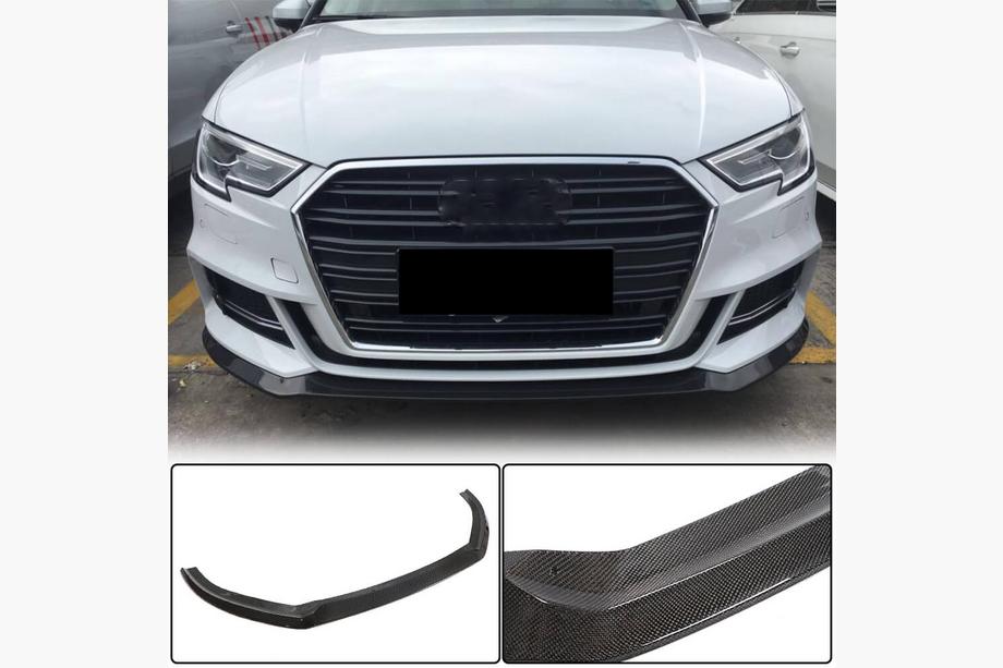 Audi A3 2012-2020 гг. Накладка на передний бампер Lip V5 (для S-Line Sedan 2017-2020, Карбон) Image