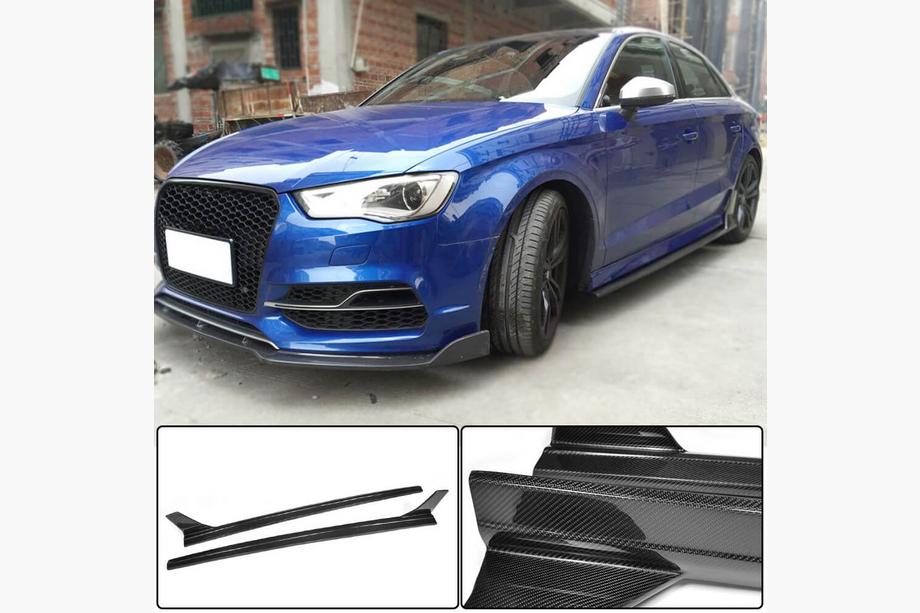 Audi A3 2012-2020 гг. Боковые пороги V4 (для S-Line Sedan, Карбон) Фото 1