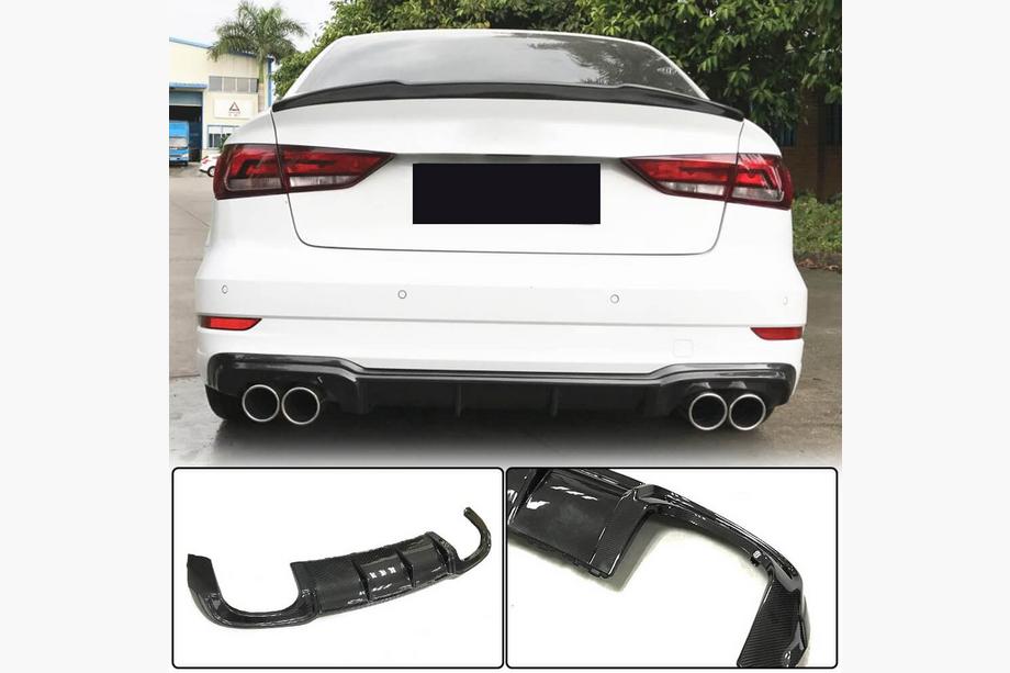 Audi A3 2012-2020 гг. Диффузор заднего бампера V5 (для S-Line Sedan 2017-2020, Карбон) Image