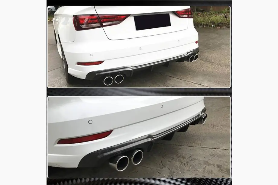 Audi A3 2012-2020 гг. Диффузор заднего бампера V5 (для S-Line Sedan 2017-2020, Карбон) Фото 4