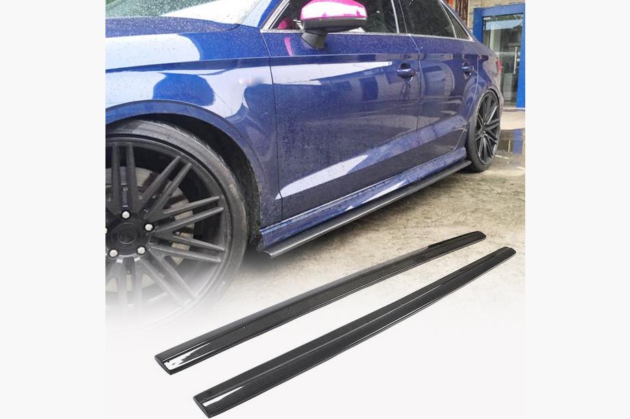 Audi A3 2012-2020 гг. Боковые пороги V3 (для S-Line Sedan, карбон) Фото 1