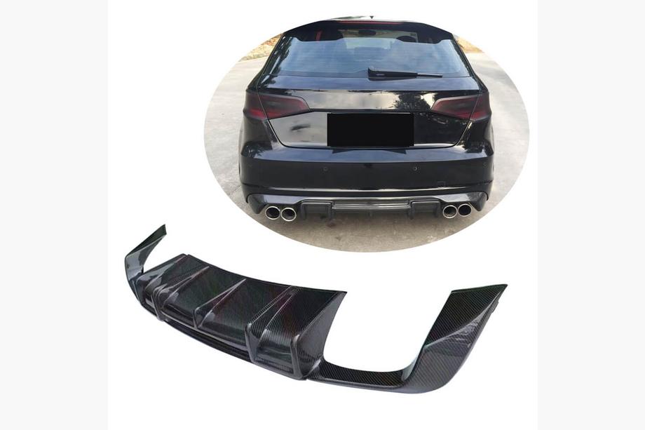 Audi A3 2012-2020 гг. Диффузор заднего бампера V1 (для S-Line HB 2012-2016, Карбон) Image