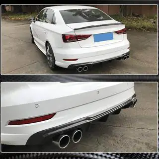 Диффузор заднего бампера V4 (для S-Line Sedan 2017-2020, Карбон) фото 3