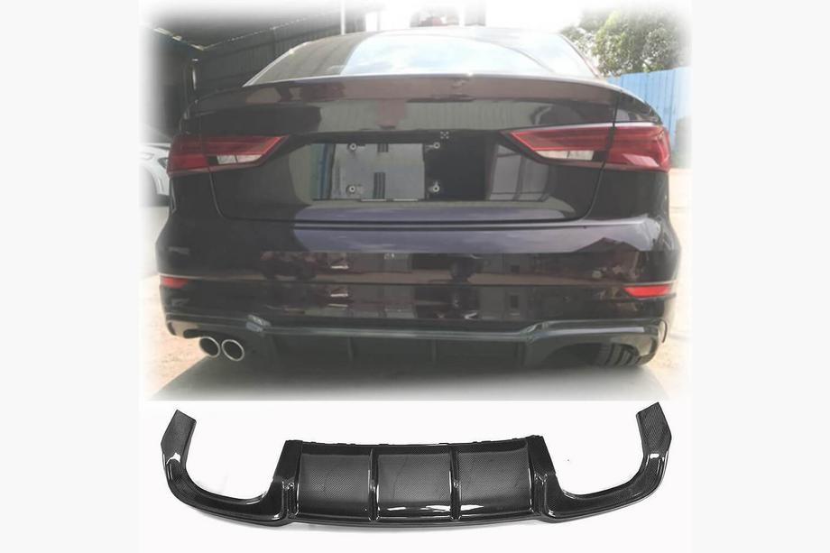 Audi A3 2012-2020 гг. Диффузор заднего бампера V4 (для S-Line Sedan 2017-2020, Карбон) Image