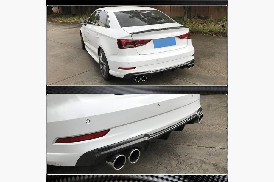 Audi A3 2012-2020 гг. Диффузор заднего бампера V4 (для S-Line Sedan 2017-2020, Карбон) Фото 3
