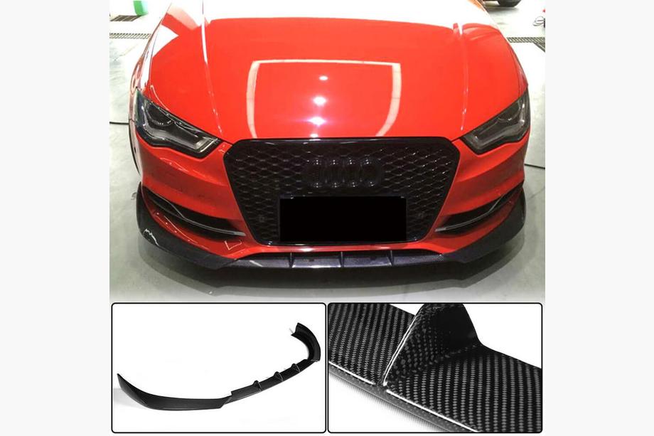 Audi A3 2012-2020 гг. Накладка на передний бампер Lip V2 (для S-Line Sedan 2012-2016, Карбон) Image