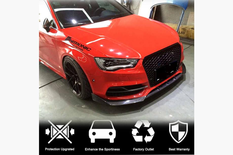 Audi A3 2012-2020 гг. Накладка на передний бампер Lip V2 (для S-Line Sedan 2012-2016, Карбон) Фото 2