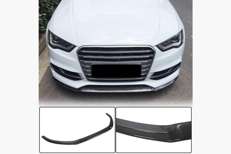 Audi A3 2012-2020 гг. Накладка на передний бампер Lip V1 (для S-Line Sedan 2012-2016, Карбон) Image