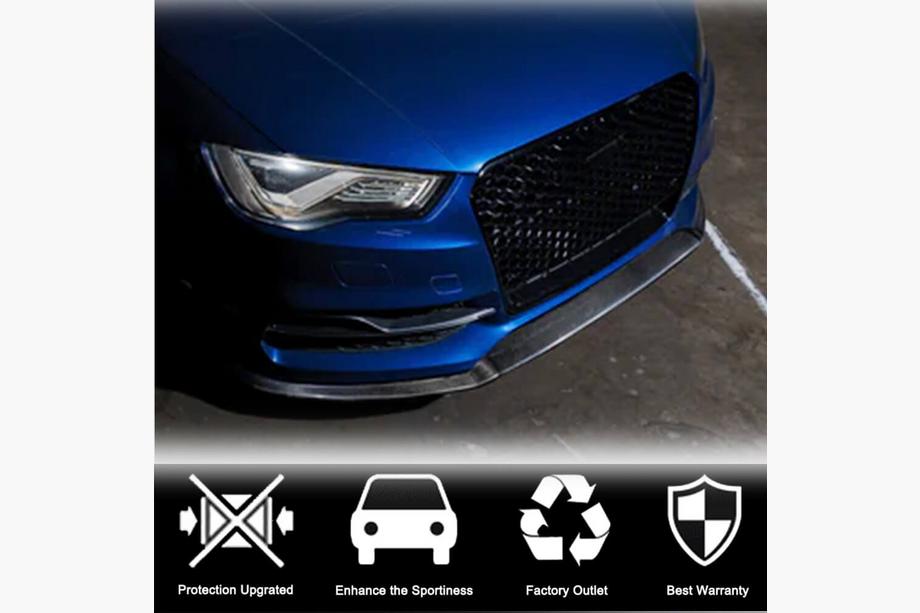Audi A3 2012-2020 гг. Накладка на передний бампер Lip V1 (для S-Line Sedan 2012-2016, Карбон) Фото 3
