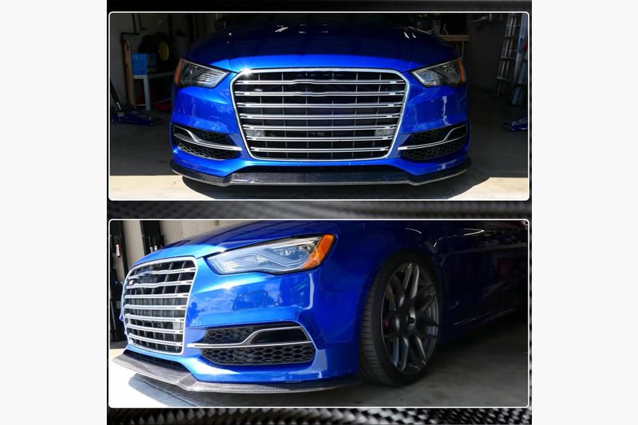 Audi A3 2012-2020 гг. Накладка на передний бампер Lip V1 (для S-Line Sedan 2012-2016, Карбон) Фото 4