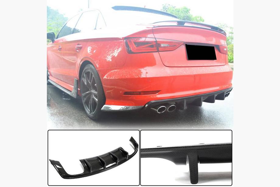 Audi A3 2012-2020 гг. Диффузор заднего бампера V3 (для S-Line Sedan 2012-2016, Карбон) Image