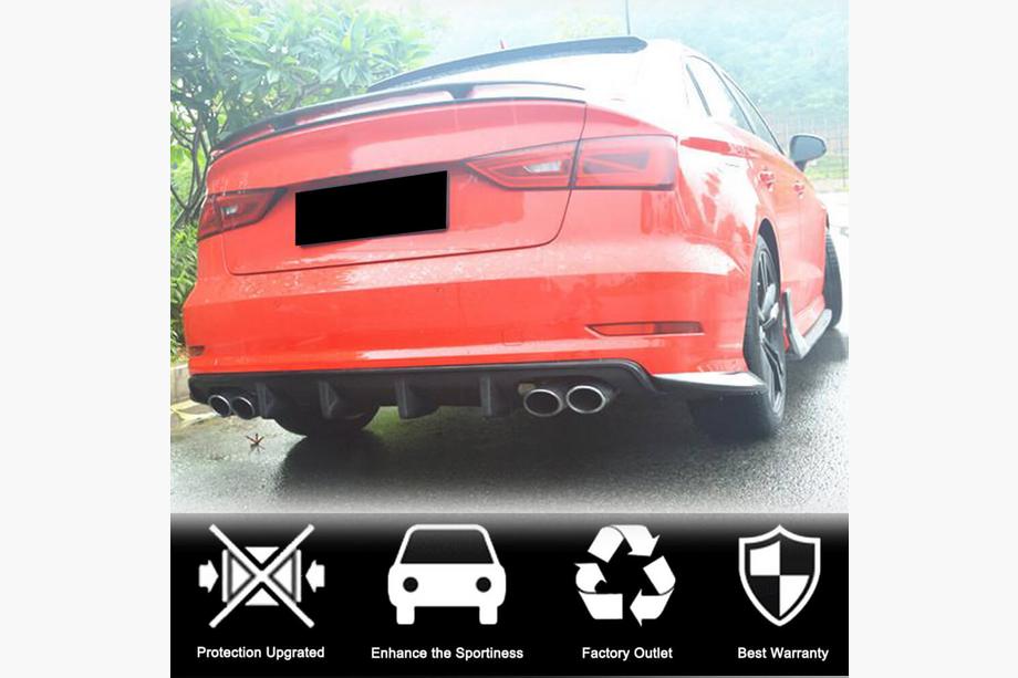 Audi A3 2012-2020 гг. Диффузор заднего бампера V3 (для S-Line Sedan 2012-2016, Карбон) Фото 2