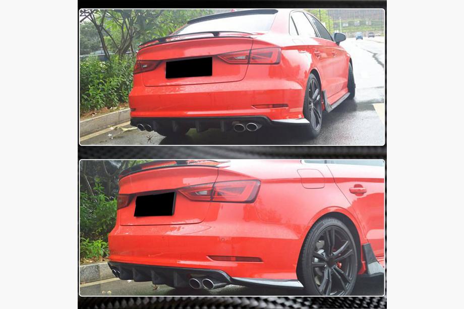 Audi A3 2012-2020 гг. Диффузор заднего бампера V3 (для S-Line Sedan 2012-2016, Карбон) Фото 3