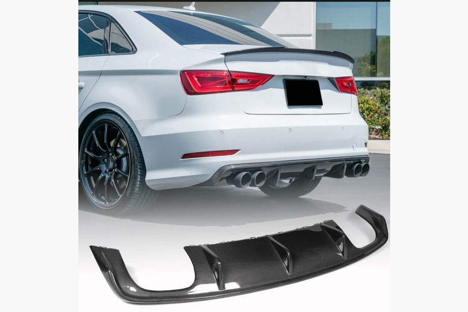 Audi A3 2012-2020 гг. Диффузор заднего бампера V2 (для S-Line Sedan 2012-2016, карбон) Image