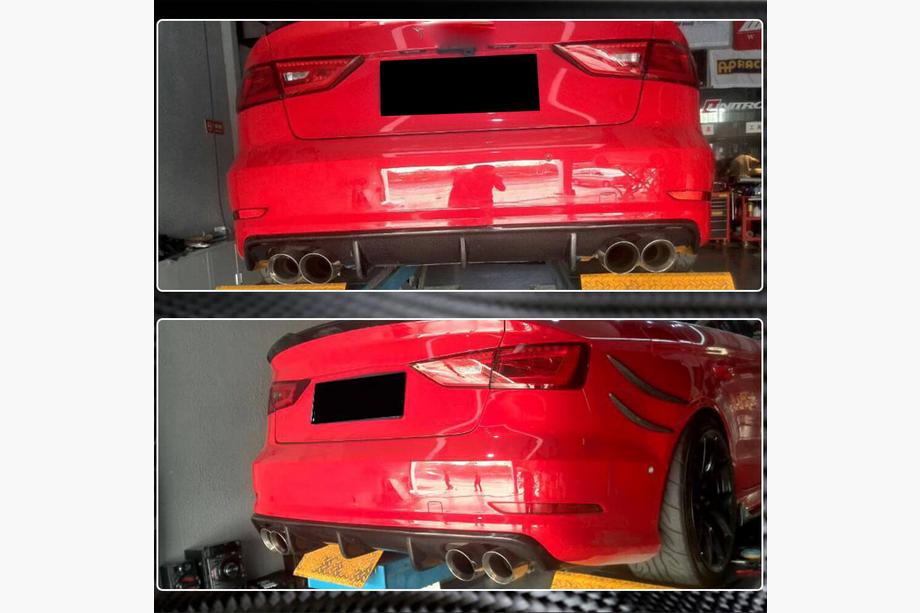 Audi A3 2012-2020 гг. Диффузор заднего бампера V2 (для S-Line Sedan 2012-2016, карбон) Фото 4