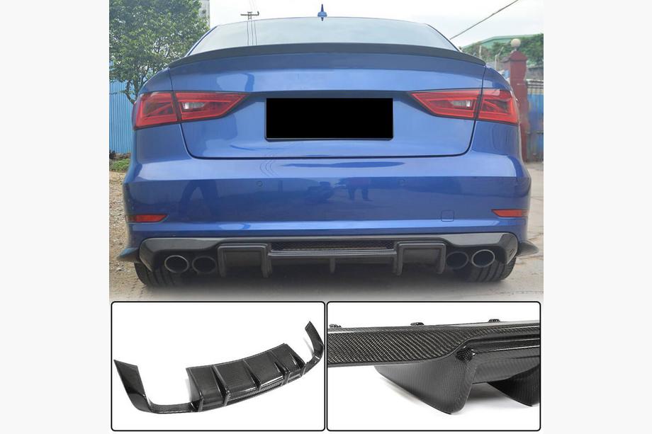 Audi A3 2012-2020 гг. Диффузор заднего бампера V1 (для S-Line Sedan 2012-2016, Карбон) Image