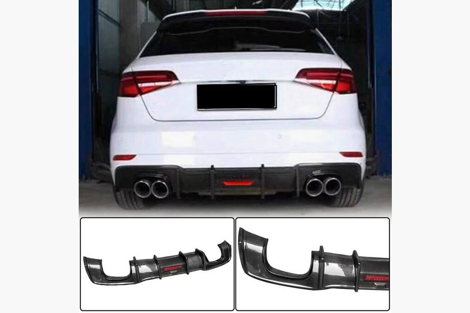 Audi A3 2012-2020 гг. Диффузор заднего бампера V1 для S-Line HB 2017-2020, Карбон Image