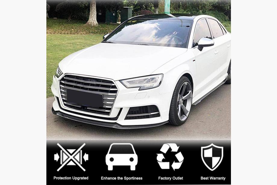 Audi A3 2012-2020 гг. Накладка на передний бампер Lip V3 (для S-Line Sedan 2017-2020, Карбон) Фото 2