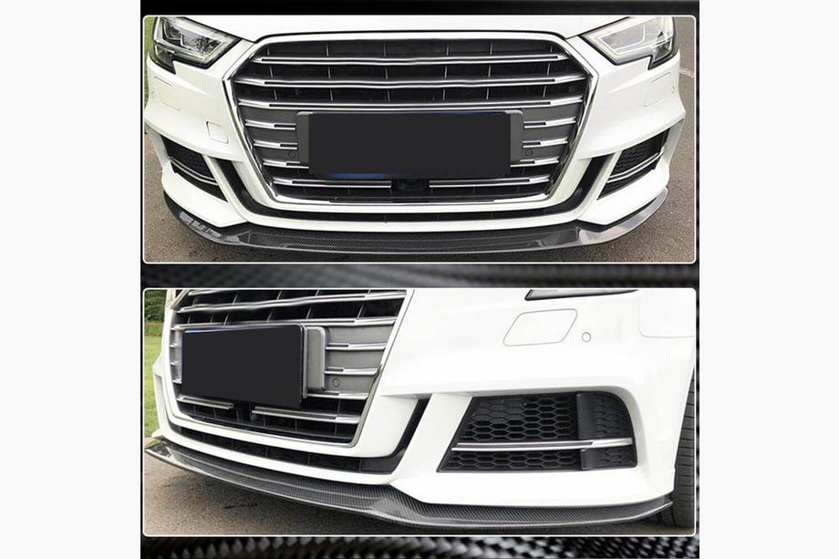 Audi A3 2012-2020 гг. Накладка на передний бампер Lip V3 (для S-Line Sedan 2017-2020, Карбон) Фото 3