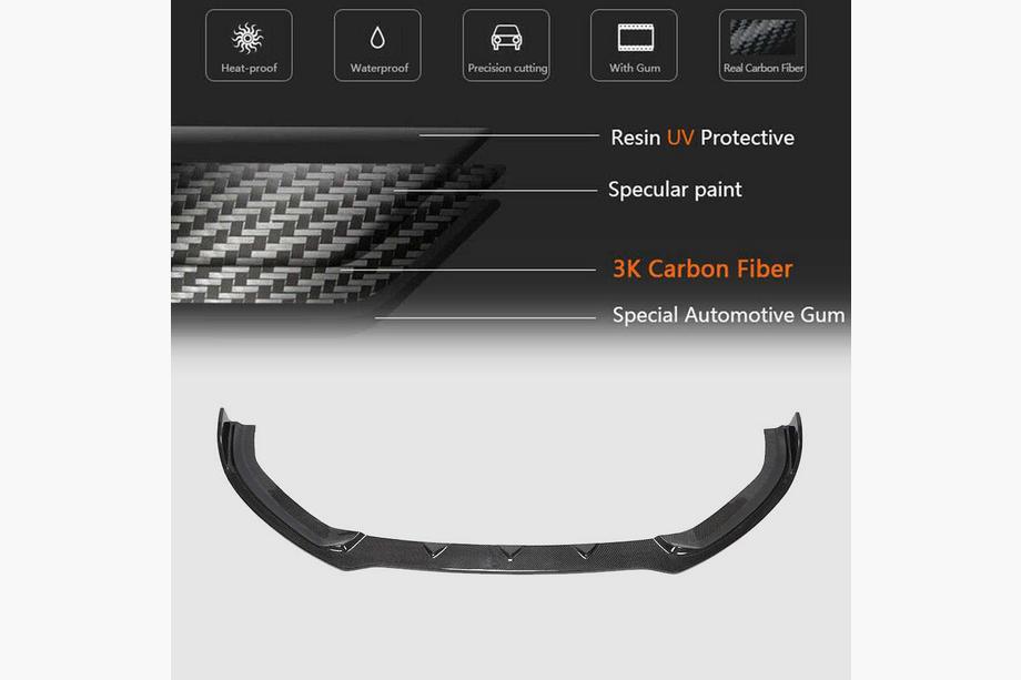 Audi A3 2012-2020 гг. Накладка на передний бампер Lip V1 (для S-Line 2017-2020 Sedan, Карбон) Фото 3