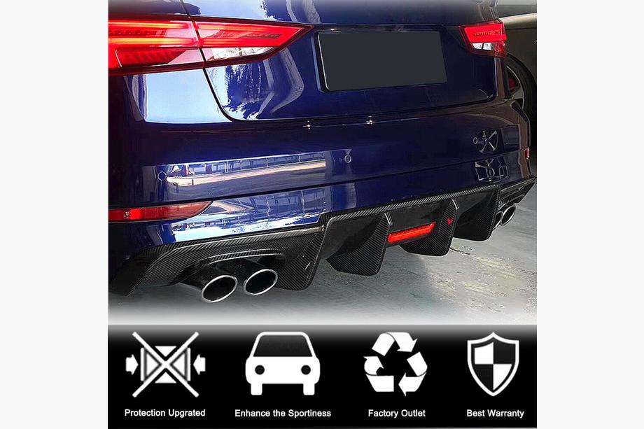 Audi A3 2012-2020 гг. Диффузор заднего бампера V3 (для S-Line Sedan 2017-2020, Карбон) Фото 2