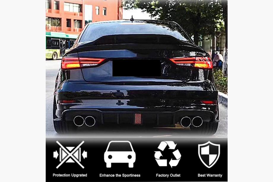 Audi A3 2012-2020 гг. Диффузор заднего бампера V2 (для S-Line Sedan 2017-2020, Карбон) Фото 2