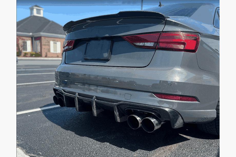 Audi A3 2012-2020 гг. Диффузор заднего бампера V1 (для S-Line Sedan 2017-2020, Карбон) Фото 2