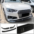 Audi A4 B9 2015-2024 гг. Накладка на передний бампер Lip V1 (для S-Line Sedan 2015-2019, Карбон) фото 1