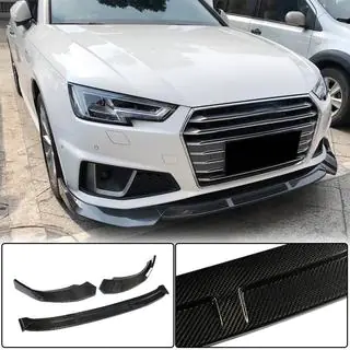 Накладка на передний бампер Lip V1 (для S-Line Sedan 2015-2019, Карбон) фото 1
