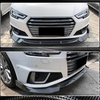 Накладка на передний бампер Lip V1 (для S-Line Sedan 2015-2019, Карбон) фото 3