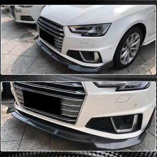 Накладка на передний бампер Lip V1 (для S-Line Sedan 2015-2019, Карбон) фото 4