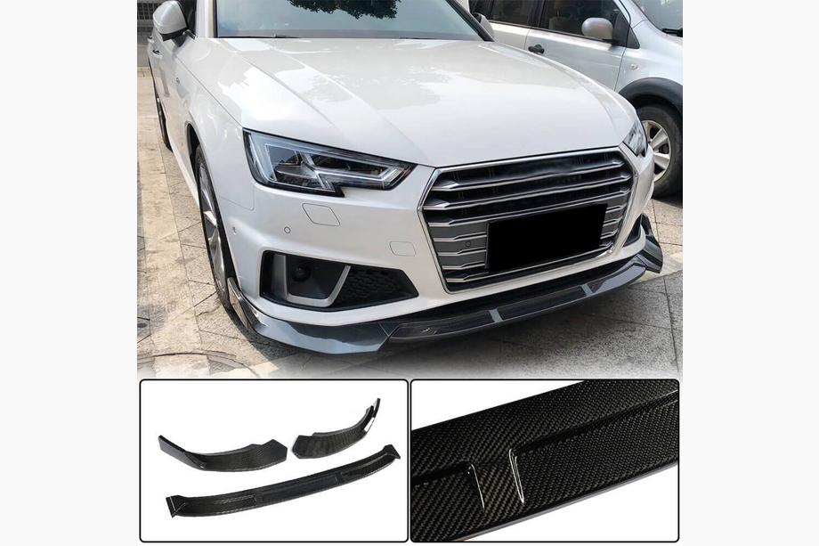 Audi A4 B9 2015-2024 гг. Накладка на передний бампер Lip V1 (для S-Line Sedan 2015-2019, Карбон) Image